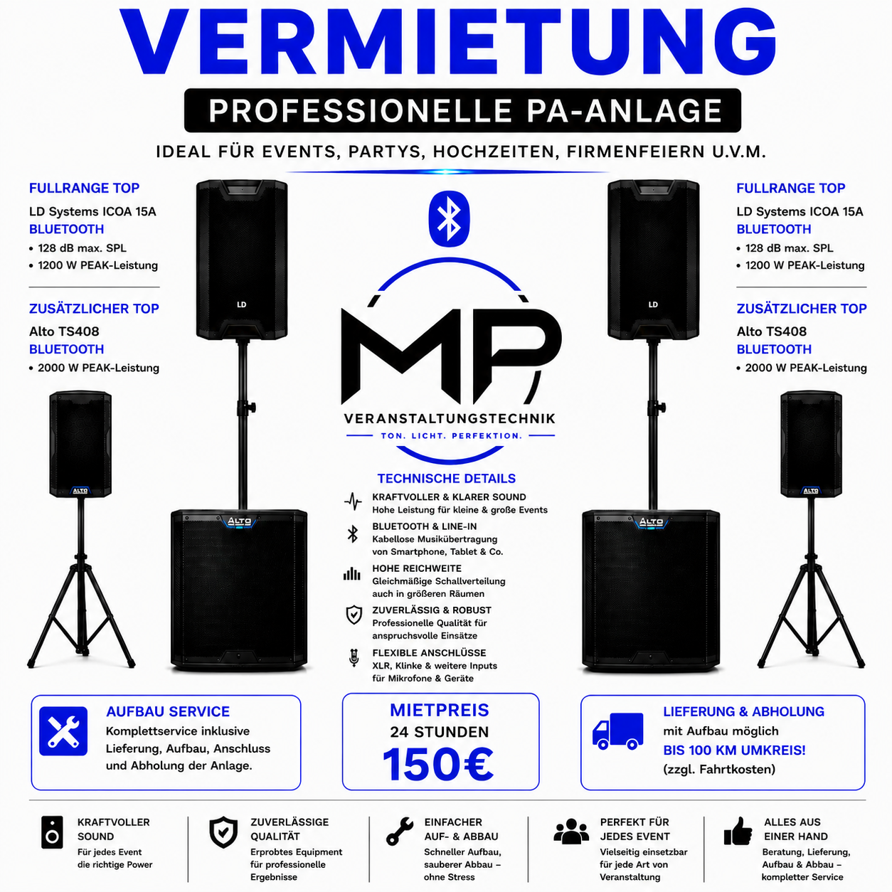 Party Paket Lautsprecher Set Subwoofer